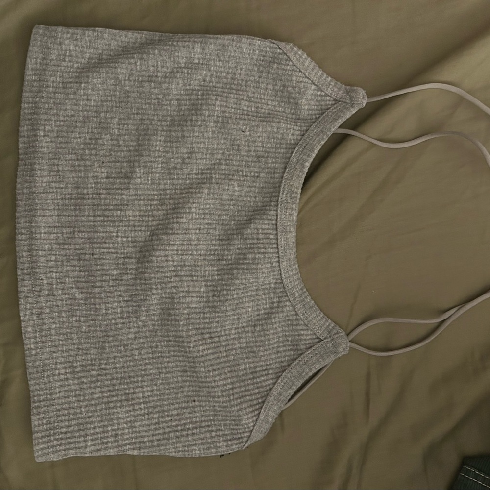 SHEIN Gray Ribbed Crop Tank Top